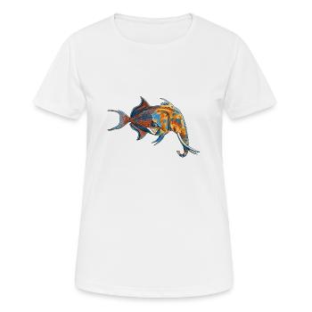Créature fantastique : mi-éléphant, mi-poisson - T-shirt respirant Femme - blanc - Devant - AI Model Female 172 dark (172cm)