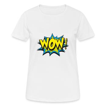 wow - Frauen T-Shirt atmungsaktiv - Weiß - Vorne - AI Model Female 172 dark (172cm)