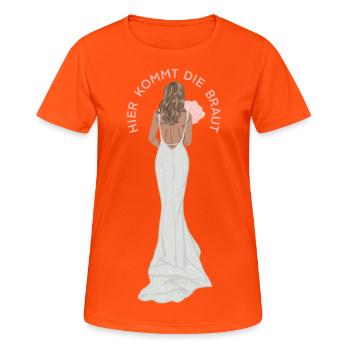 Mariée - Mariée - Robe blanche - T-shirt respirant Femme - orange néon - Devant - AI Model Female 172 dark (172cm)