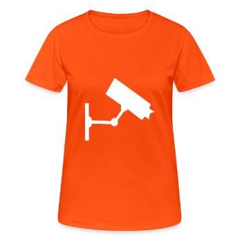Überwachungskamera, Überwachung, Kamera, - Frauen T-Shirt atmungsaktiv - Neonorange - Vorne - AI Model Female 172 dark (172cm)