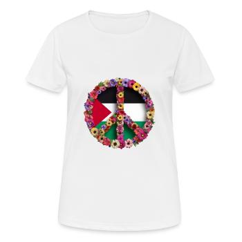 DRAPEAU PALESTINE DRAPEAU PALESTINE Drapeau Fleurs Paix - T-shirt respirant Femme - blanc - Devant - AI Model Female 172 dark (172cm)