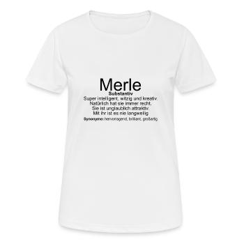 Nom Définition Merle - T-shirt respirant Femme - blanc - Devant - AI Model Female 172 dark (172cm)