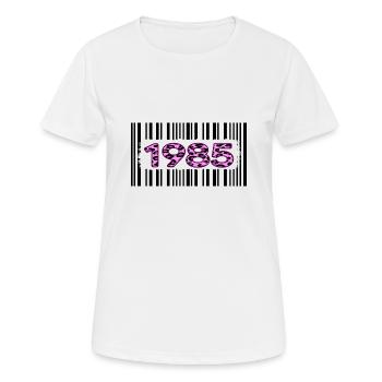 1985 anniversaire code à barres léopard rose fête rétro - T-shirt respirant Femme - blanc - Devant - AI Model Female 172 dark (172cm)