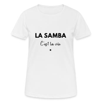 La Samba c’est la vie - T-shirt respirant Femme - blanc - Devant - AI Model Female 172 dark (172cm)