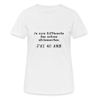 j'ai 40 ans - T-shirt respirant Femme - blanc - Devant - AI Model Female 172 dark (172cm)