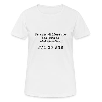 j'ai 30 ans - T-shirt respirant Femme - blanc - Devant - AI Model Female 172 dark (172cm)