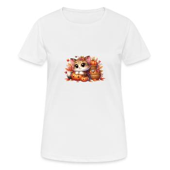 Herbst Katze 2 - Frauen T-Shirt atmungsaktiv - Weiß - Vorne - AI Model Female 172 dark (172cm)