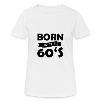 Années 60 Années 1960-1970 Naissance - T-shirt respirant Femme - blanc - Devant - AI Model Female 172 dark (172cm)