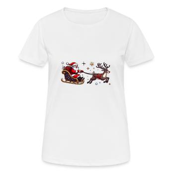 Weihnachtsmann mit Schlitten und Rentier - Frauen T-Shirt atmungsaktiv - Weiß - Vorne - AI Model Female 172 dark (172cm)