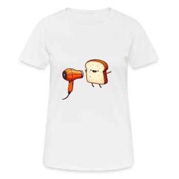 Toast mit Fön Toasten Cartoon - Frauen T-Shirt atmungsaktiv - Weiß - Vorne - AI Model Female 172 dark (172cm)