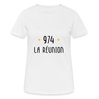 974 La Réunion - T-shirt respirant Femme - blanc - Devant - AI Model Female 172 dark (172cm)