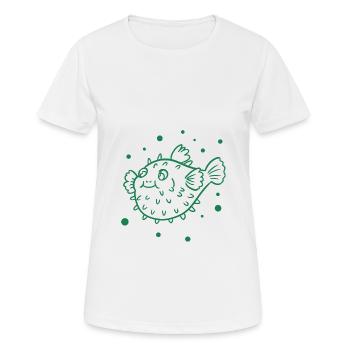 Dicker Kugelfisch - Frauen T-Shirt atmungsaktiv - Weiß - Vorne - AI Model Female 172 dark (172cm)