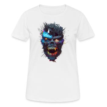 Glitch Monster Schädel - Frauen T-Shirt atmungsaktiv - Weiß - Vorne - AI Model Female 172 dark (172cm)