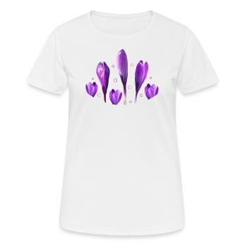 Crocus, Printemps, Signes Annonciateurs du Printemps - T-shirt respirant Femme - blanc - Devant - AI Model Female 172 dark (172cm)