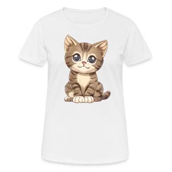 Chaton mignon - T-shirt respirant Femme - blanc - Devant - AI Model Female 172 dark (172cm)