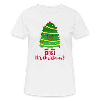 Es ist Weihnachten! Emoji. Emoticon-Weihnachtsbaum. - Frauen T-Shirt atmungsaktiv - Weiß - Vorne - AI Model Female 172 dark (172cm)