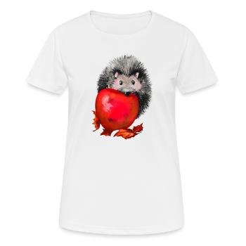 Igel mit Apfel - Frauen T-Shirt atmungsaktiv - Weiß - Vorne - AI Model Female 172 dark (172cm)