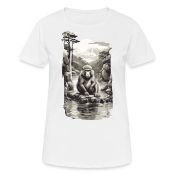 Japanischer Affe in heißer Quelle Vintage Kunst - Frauen T-Shirt atmungsaktiv - Weiß - Vorne - AI Model Female 172 dark (172cm)