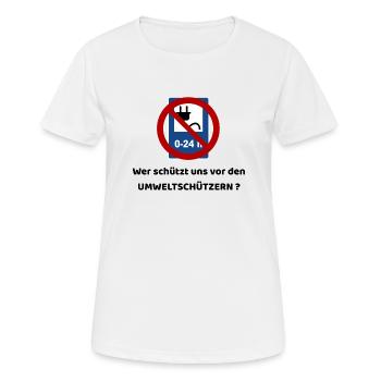 Qui nous protège des écologistes? - T-shirt respirant Femme - blanc - Devant - AI Model Female 172 dark (172cm)