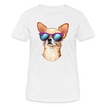 CHIHUAHUA PORTANT DES LUNETTES DE SOLEIL - T-shirt respirant Femme - blanc - Devant - AI Model Female 172 dark (172cm)