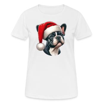 Frenchie The Santa Claus - Women's Breathable T-Shirt - white - Front - AI Model Female 172 dark (172cm)