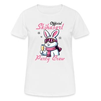 Official Skihaserl Party Crew witzige Ski Sprüche - Frauen T-Shirt atmungsaktiv - Weiß - Vorne - AI Model Female 172 dark (172cm)