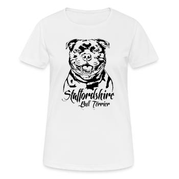 STAFFORDSHIRE BULL TERRIER Wilsigns Staffy Hunde - Frauen T-Shirt atmungsaktiv - Weiß - Vorne - AI Model Female 172 dark (172cm)
