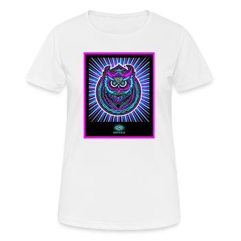 Neon Eule in strahlendem Neonpink - Frauen T-Shirt atmungsaktiv - Weiß - Vorne - AI Model Female 172 dark (172cm)