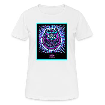 Neon Eule in strahlendem Neonblau - Frauen T-Shirt atmungsaktiv - Weiß - Vorne - AI Model Female 172 dark (172cm)