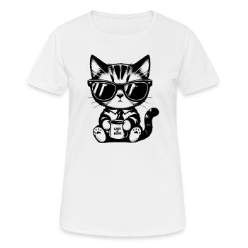 Business Cat – Like a – T-Shirt für Katzenfans - Frauen T-Shirt atmungsaktiv - Weiß - Vorne - AI Model Female 172 dark (172cm)