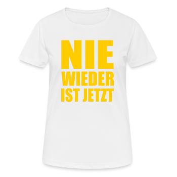 Nie wieder ist jetzt - Frauen T-Shirt atmungsaktiv - Weiß - Vorne - AI Model Female 172 dark (172cm)