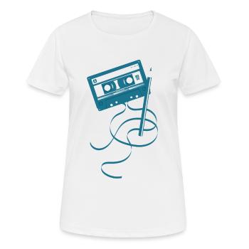 Cassette audio - T-shirt respirant Femme - blanc - Devant - AI Model Female 172 dark (172cm)