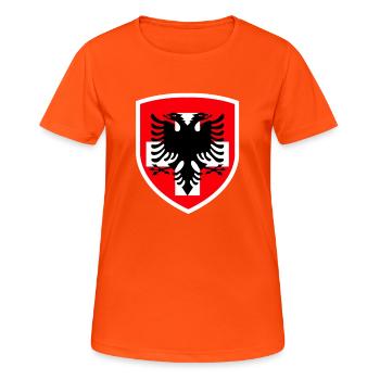 Albania - Switzerland - Kosovo - Women's Breathable T-Shirt - neon orange - Front - AI Model Female 172 dark (172cm)
