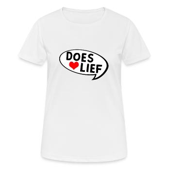 doeslief commentaire aimant avec cœur - T-shirt respirant Femme - blanc - Devant - AI Model Female 172 dark (172cm)