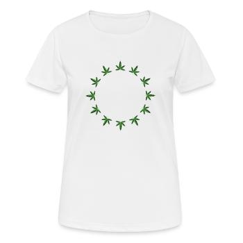 Cannabis Leaf Hemp Circle - Women's Breathable T-Shirt - white - Front - AI Model Female 172 dark (172cm)