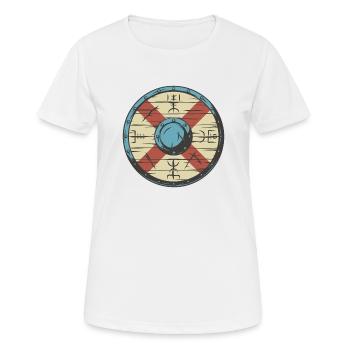 Wikinger Schild - Frauen T-Shirt atmungsaktiv - Weiß - Vorne - AI Model Female 172 dark (172cm)