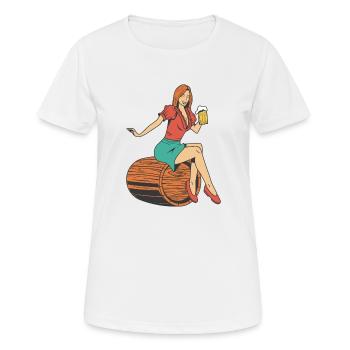 Frau Bierfass - Frauen T-Shirt atmungsaktiv - Weiß - Vorne - AI Model Female 172 dark (172cm)