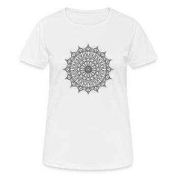 Blumen Mandala - Frauen T-Shirt atmungsaktiv - Weiß - Vorne - AI Model Female 172 dark (172cm)