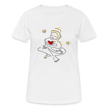 Christkind Yoga Herz Sterne - Frauen T-Shirt atmungsaktiv - Weiß - Vorne - AI Model Female 172 dark (172cm)