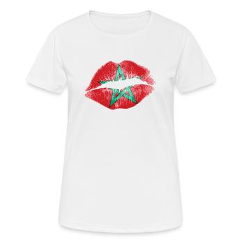 Kiss (Maroc / Maroc) - T-shirt respirant Femme - blanc - Devant - AI Model Female 172 dark (172cm)