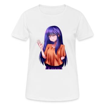 Lila Haar Anime Mädchen winken - Frauen T-Shirt atmungsaktiv - Weiß - Vorne - AI Model Female 172 dark (172cm)