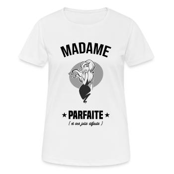 madame parfaite et ses jolis défauts cadeau humour - T-shirt respirant Femme - blanc - Devant - AI Model Female 172 dark (172cm)