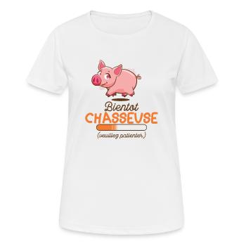 chasseur bientôt chasseuse chasseuses en cours - T-shirt respirant Femme - blanc - Devant - AI Model Female 172 dark (172cm)