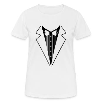 Anzug Fliege - Frauen T-Shirt atmungsaktiv - Weiß - Vorne - AI Model Female 172 dark (172cm)
