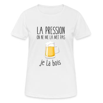 La pression on ne me la met pas je la bois - T-shirt respirant Femme - blanc - Devant - AI Model Female 172 dark (172cm)