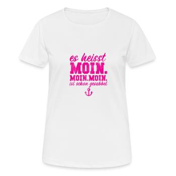 Ça s'appelle Moin. | Moin. Moin bavarde déjà - T-shirt respirant Femme - blanc - Devant - AI Model Female 172 dark (172cm)