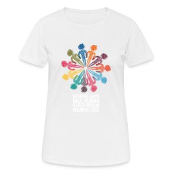 Contre le racisme (chemise anglaise) - T-shirt respirant Femme - blanc - Devant - AI Model Female 172 dark (172cm)