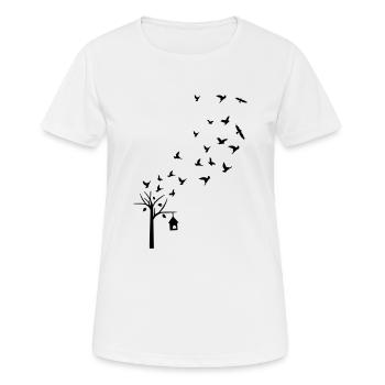 Tree & Bird's cage - Women's Breathable T-Shirt - white - Front - AI Model Female 172 dark (172cm)