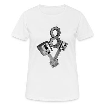 V8 - Frauen T-Shirt atmungsaktiv - Weiß - Vorne - AI Model Female 172 dark (172cm)