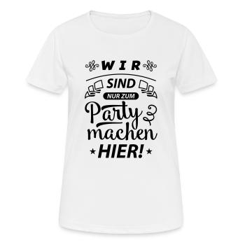 party machen hier - Frauen T-Shirt atmungsaktiv - Weiß - Vorne - AI Model Female 172 dark (172cm)